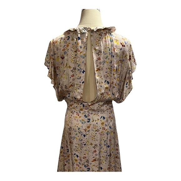 Cynthia Rowley Blush Pink Magic Garden Floral Flutter Sleeve Maxi Dress Size 14 - Picture 12 of 15